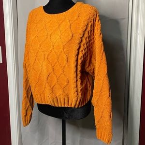 Bright orange crotchet sweater super cozy great condition 💖